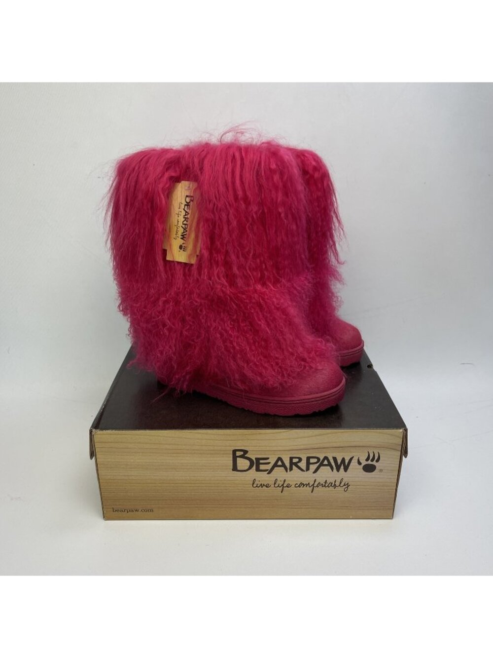 NEW BEARPAW Canada Boetis II Electic Pink Mongolian Sheepskin Fur Boots Sz 7